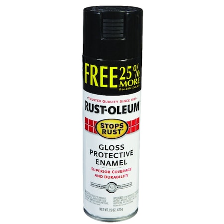 Rust-Oleum Spray Paint, Black, Gloss, 15 oz 254146